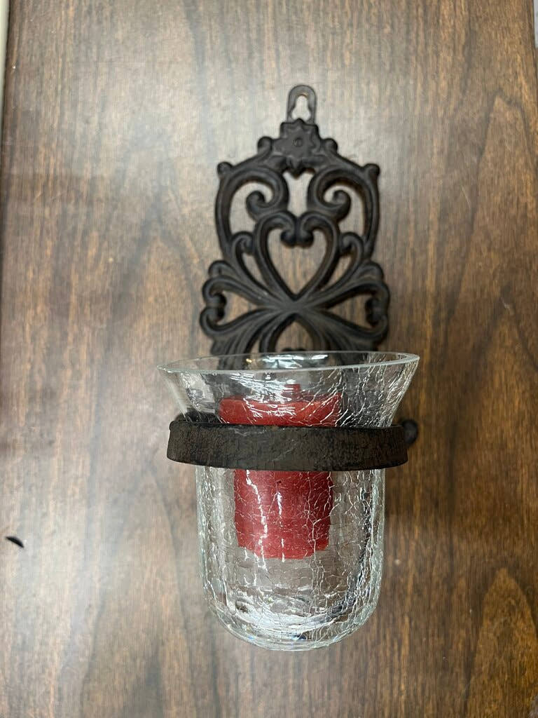 Decorative Wall Candle Holder with Red Candle