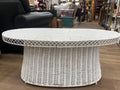 White Wicker Oblong Coffee Table