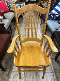 Vtg Solid Oak Captain's Dining Armchair
