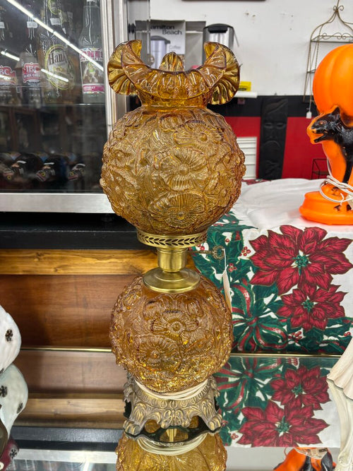 Fenton Amber Poppy Lamp