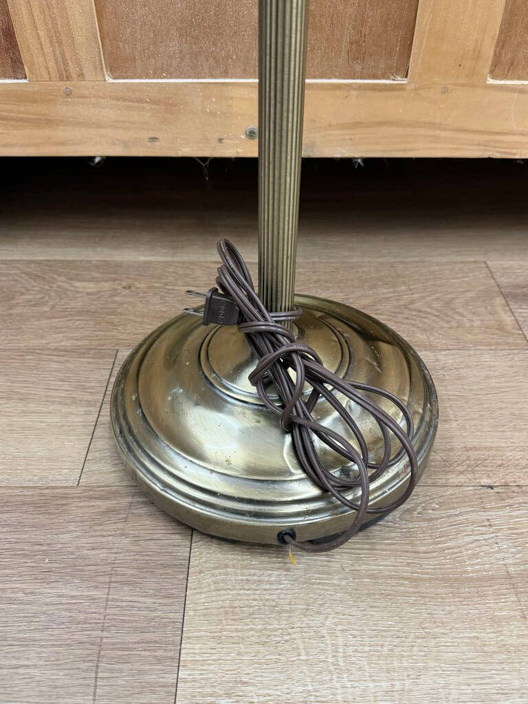 Vintage Brass Floor Lamp with Beaded Shade