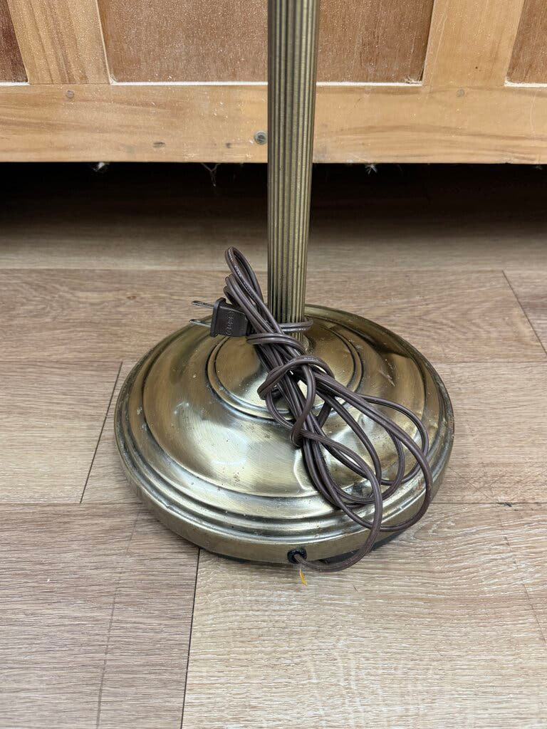 Vintage Brass Floor Lamp with Beaded Shade