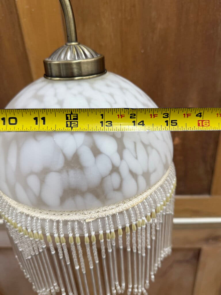Vintage Brass Floor Lamp with Beaded Shade