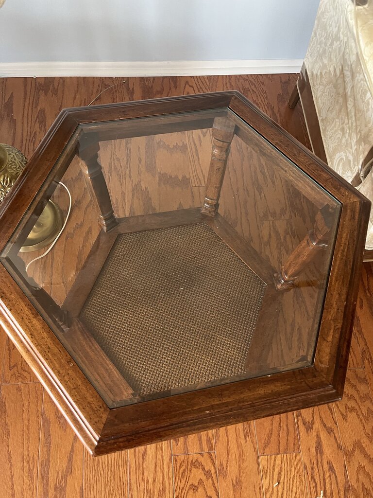 Hexagonal Glass Top End Table