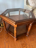 Hexagonal Glass Top End Table
