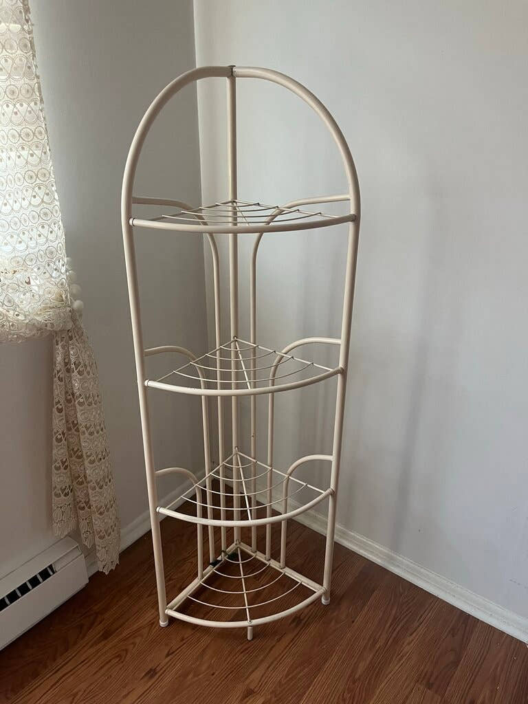 Light Beige Three-Tiered Metal Shelf