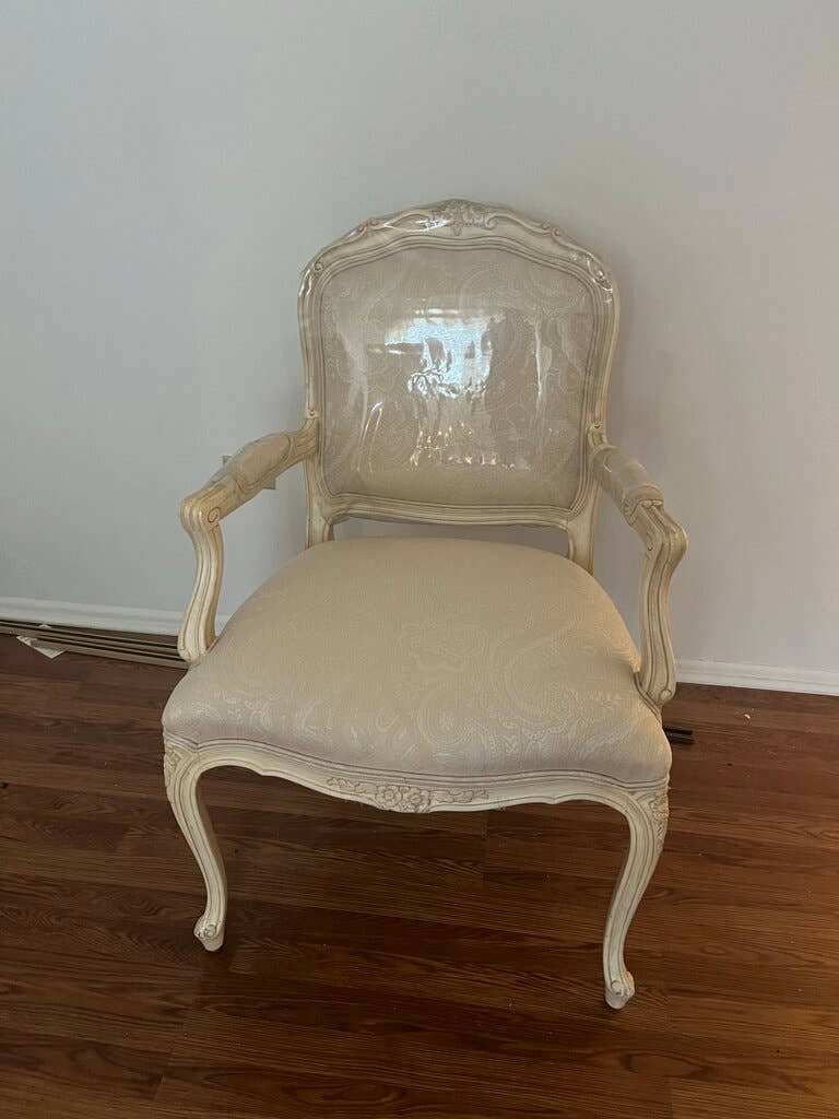 Vintage Ornate Cream Accent Chair