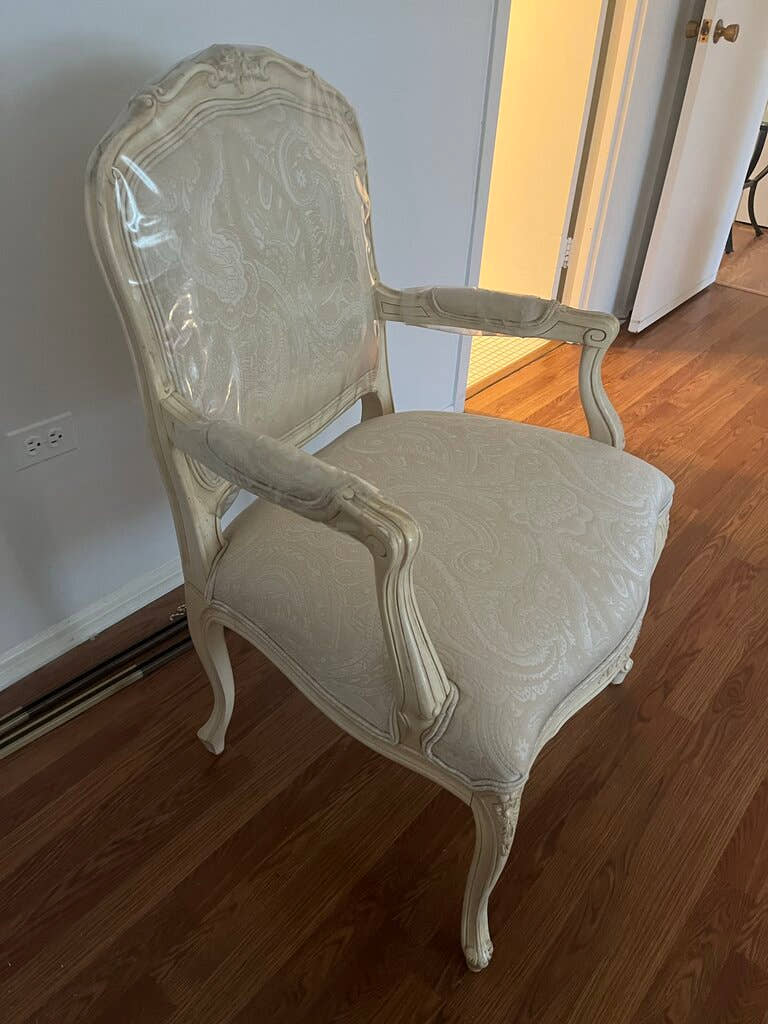 Vintage Ornate Cream Accent Chair