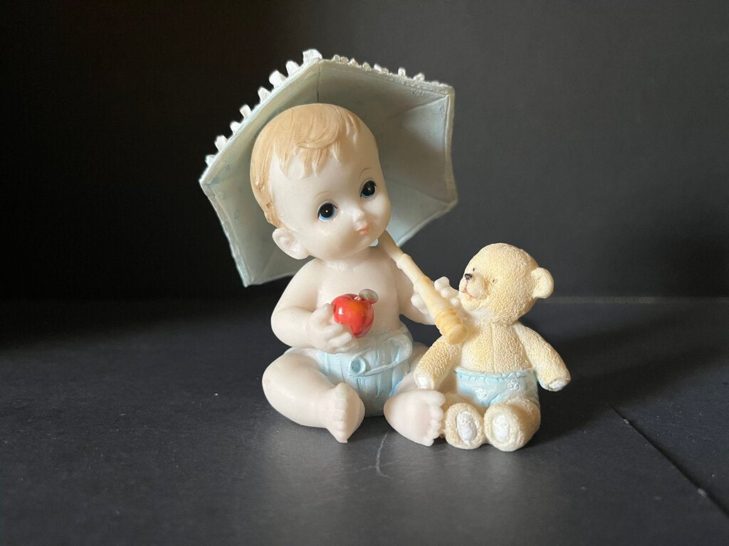 Vintage Baby Figurine with Umbrella