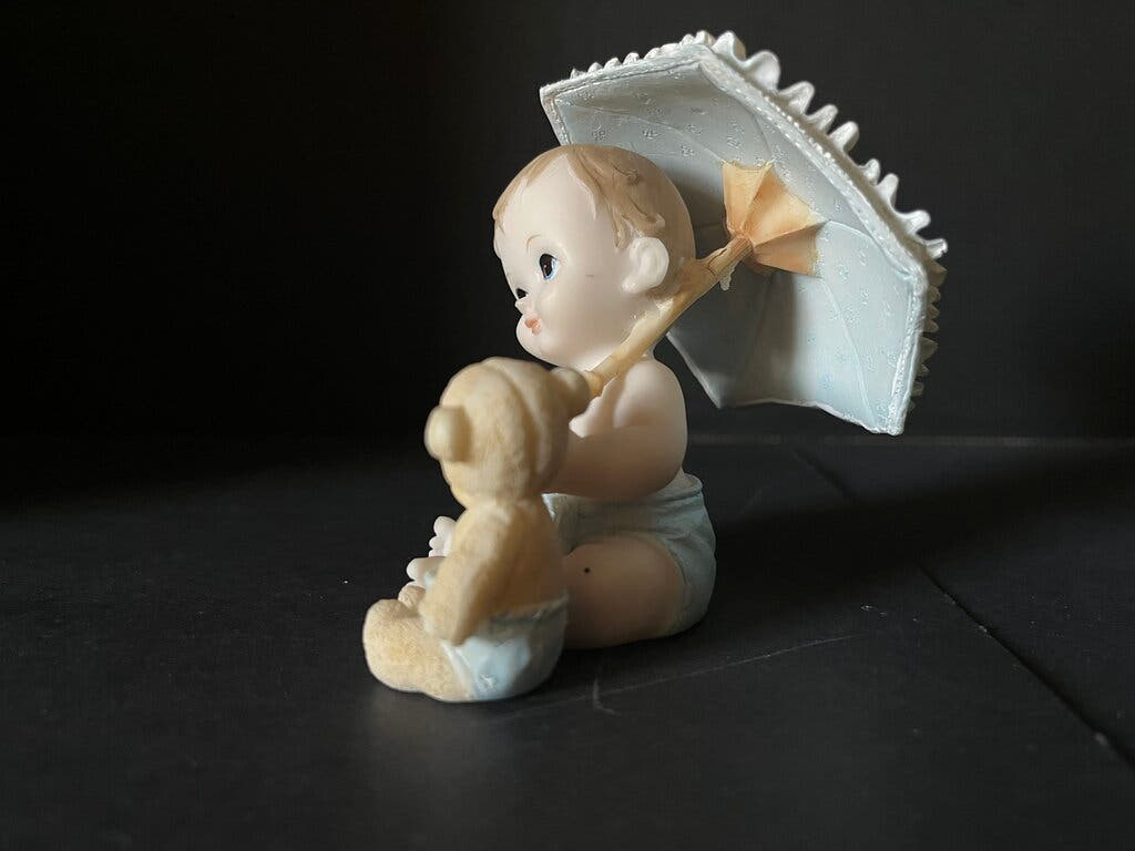 Vintage Baby Figurine with Umbrella