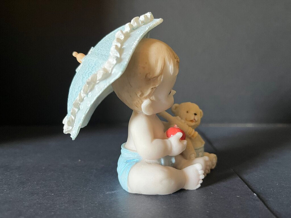 Vintage Baby Figurine with Umbrella