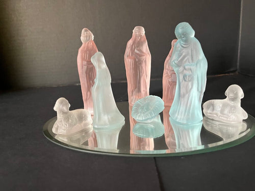 Frosted Glass Nativity Figurine Set