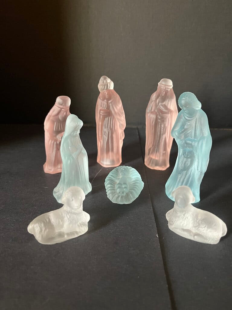 Frosted Glass Nativity Figurine Set