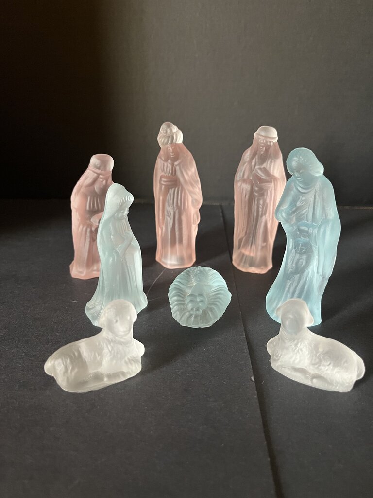 Frosted Glass Nativity Figurine Set