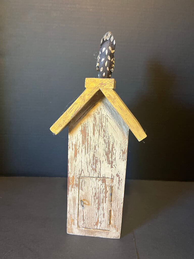 Vintage Wooden Birdhouse with Chicken Topper