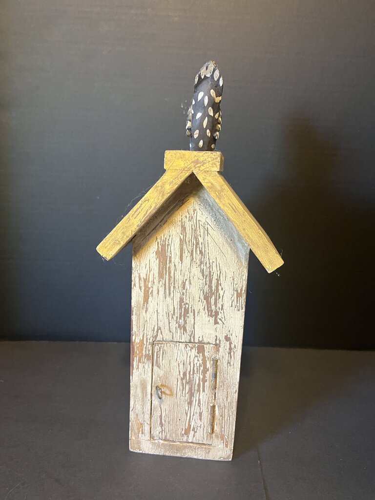Vintage Wooden Birdhouse with Chicken Topper