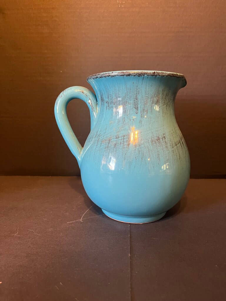 Vintage Blue Ceramic Pitcher