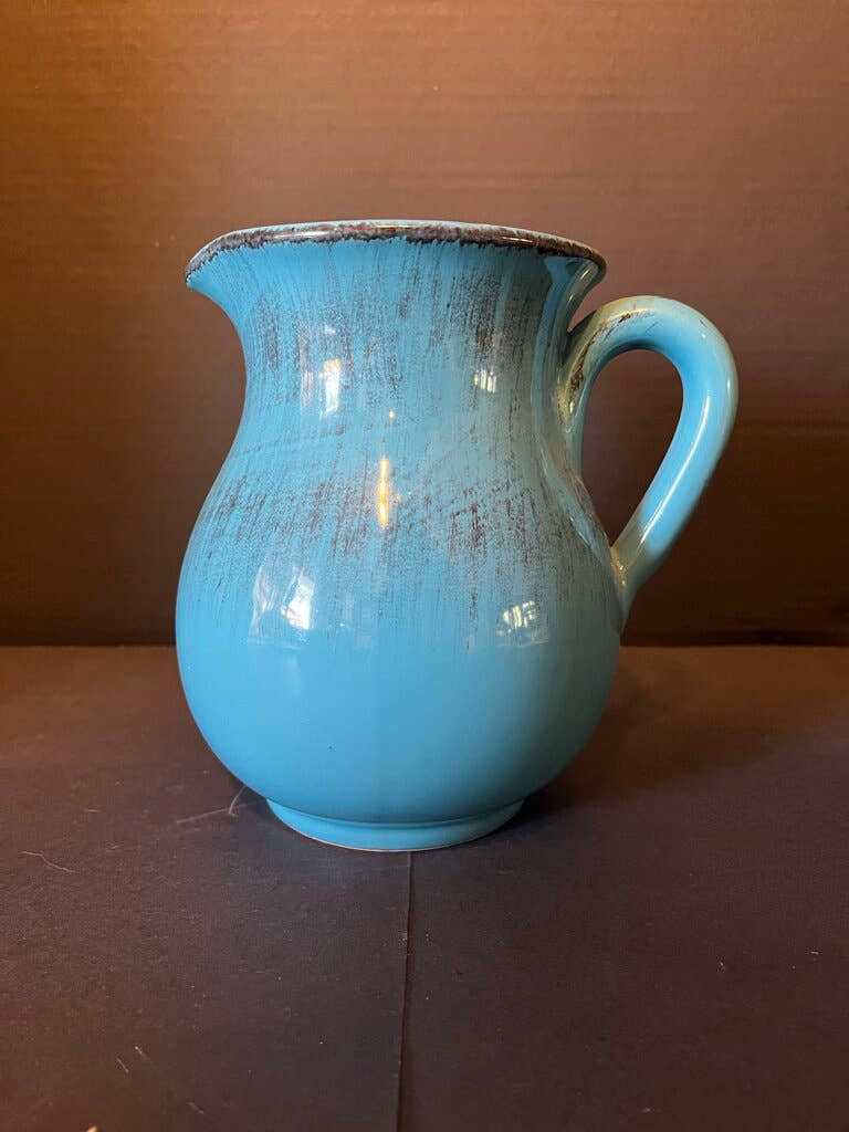 Vintage Blue Ceramic Pitcher