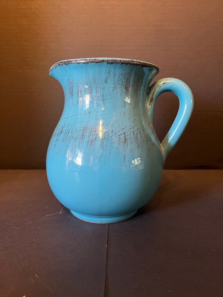 Vintage Blue Ceramic Pitcher