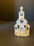 White Ceramic Church Tea Light Candle Holder