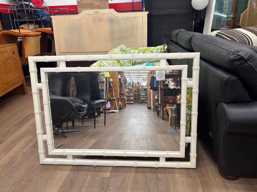 White 'Bamboo' Mirror