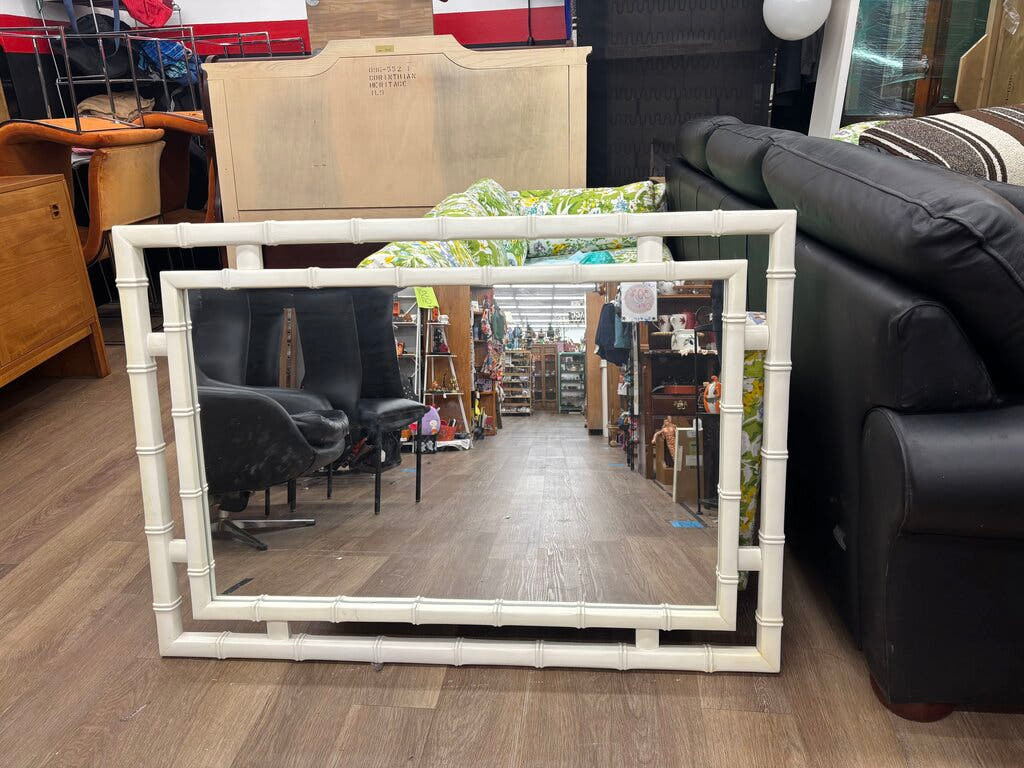 White 'Bamboo' Mirror