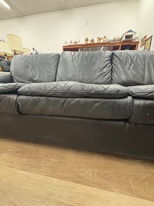 Black Leather Sofa - AS IS