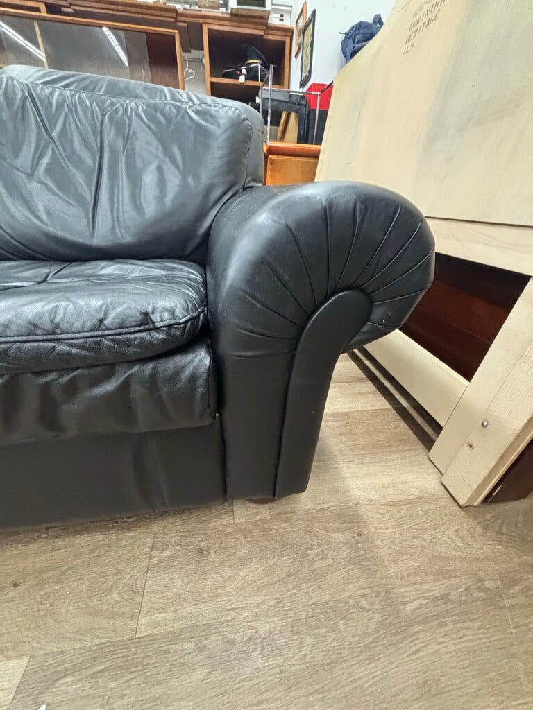 Black Leather Sofa - AS IS