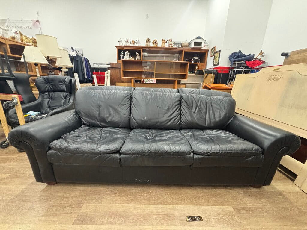 Black Leather Sofa - AS IS