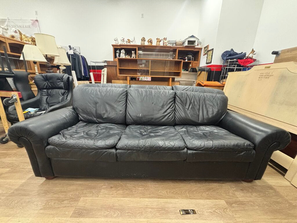 Black Leather Sofa - AS IS