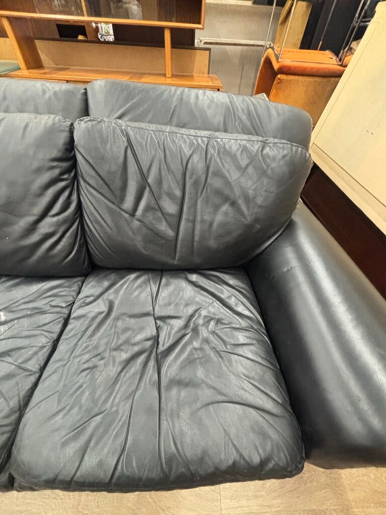 Black Leather Sofa - AS IS