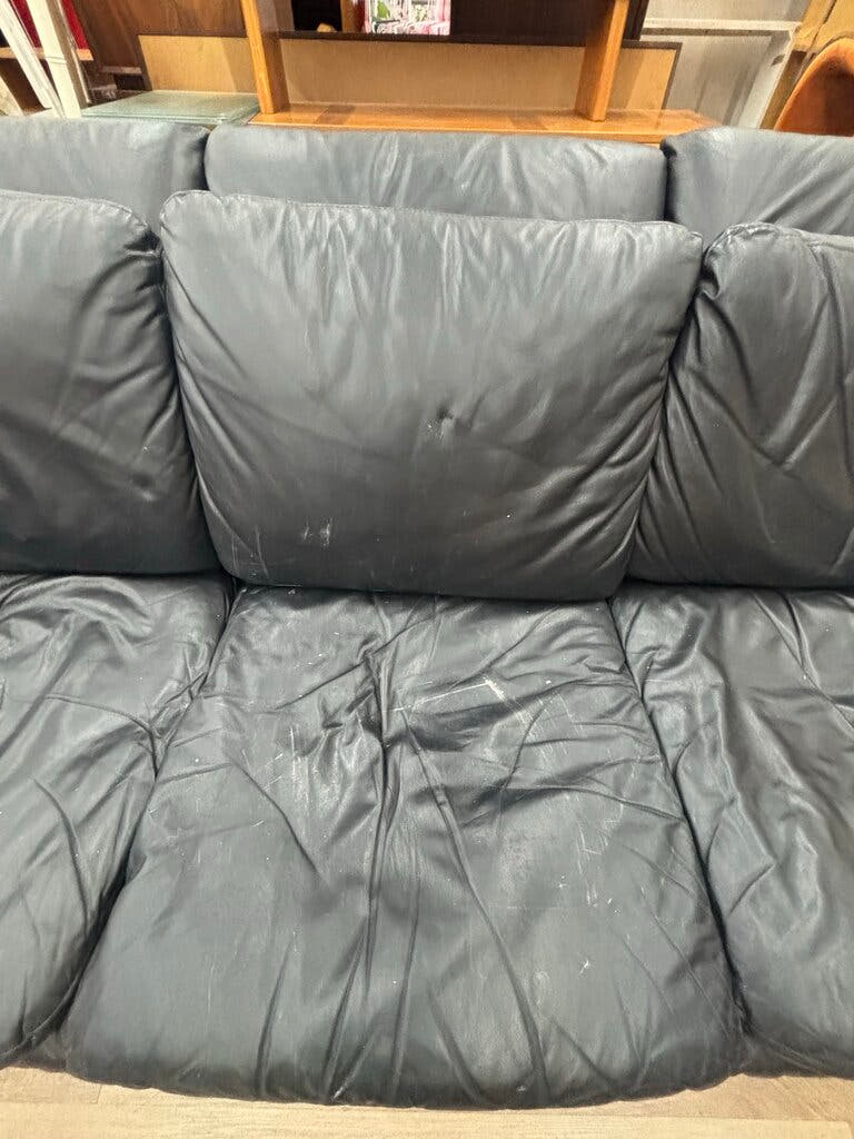 Black Leather Sofa - AS IS