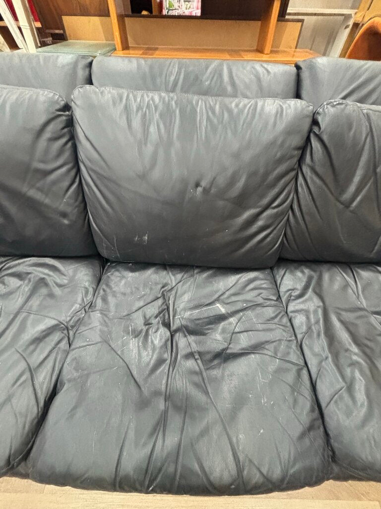 Black Leather Sofa - AS IS