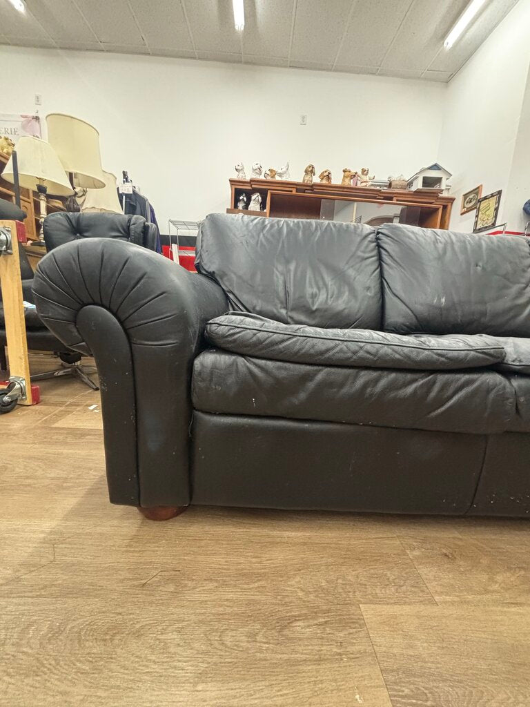 Black Leather Sofa - AS IS