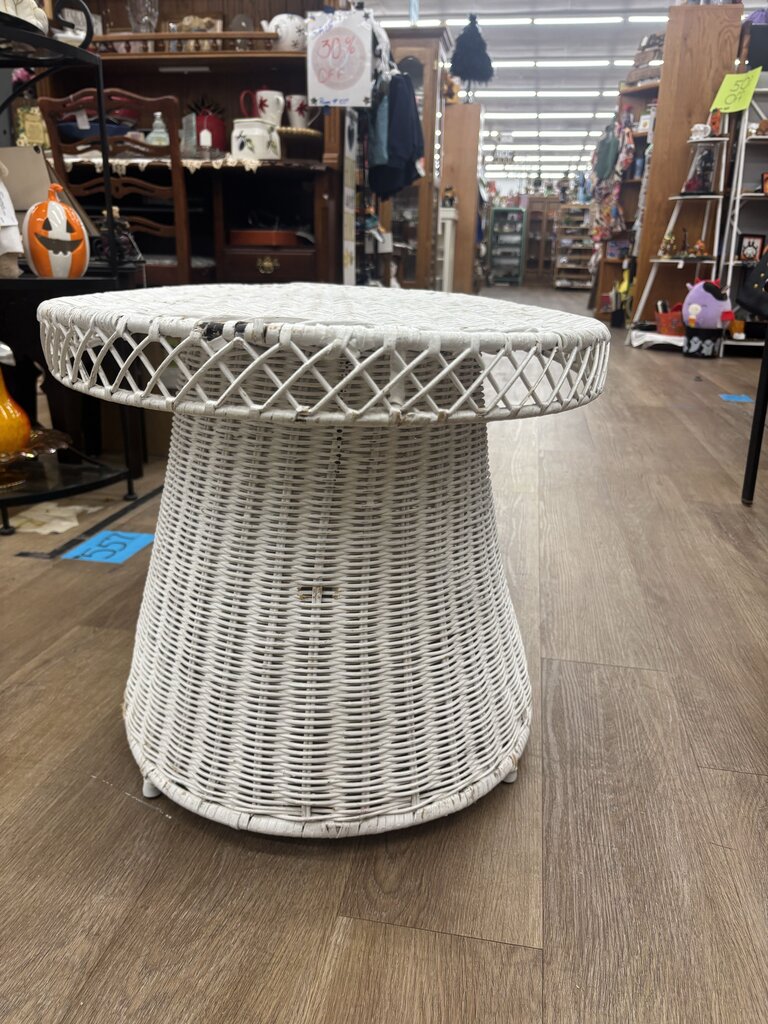 White Wicker Oblong Coffee Table