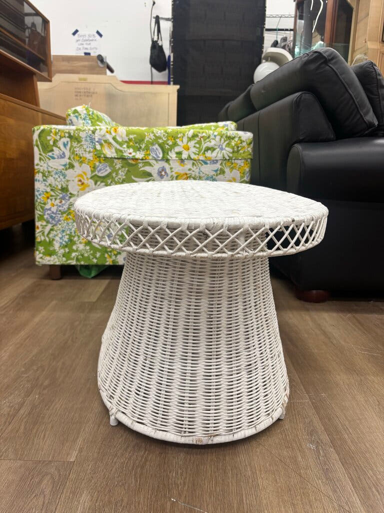 White Wicker Oblong Coffee Table