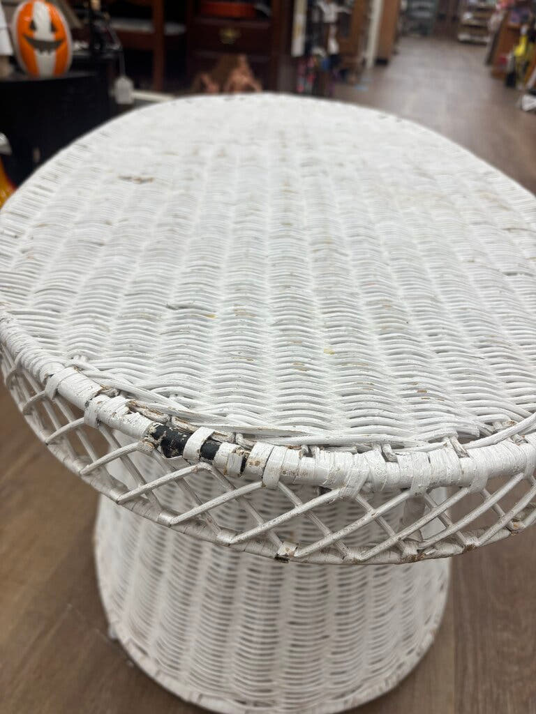 White Wicker Oblong Coffee Table