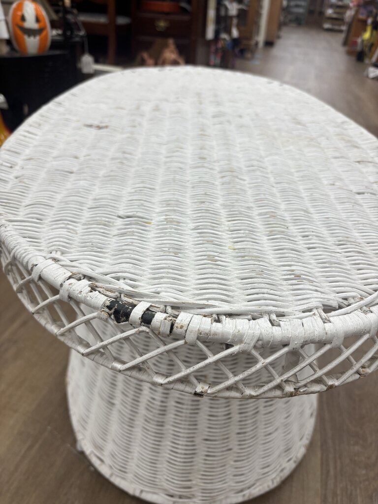 White Wicker Oblong Coffee Table