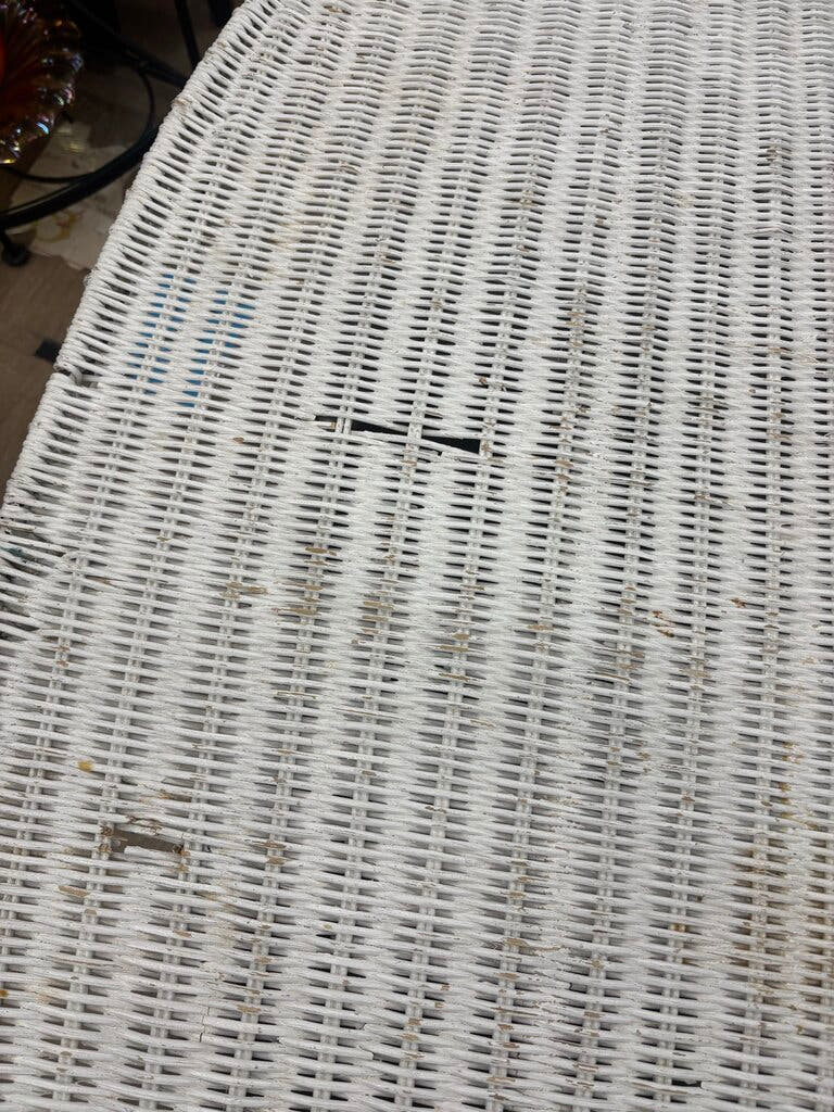 White Wicker Oblong Coffee Table