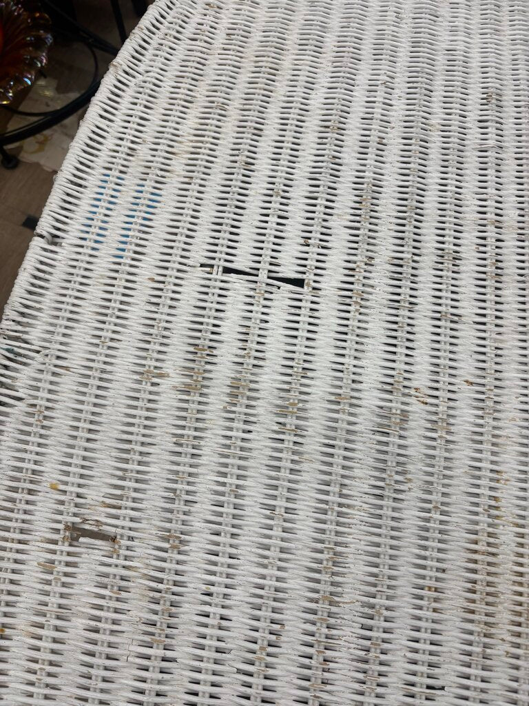 White Wicker Oblong Coffee Table