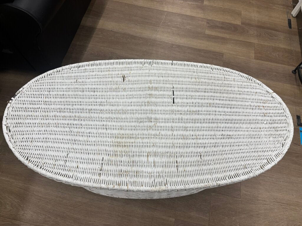 White Wicker Oblong Coffee Table