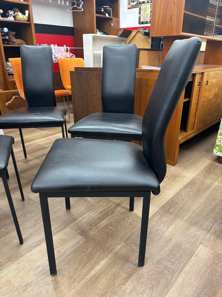 Set 4 Faux Leather Dining Chairs