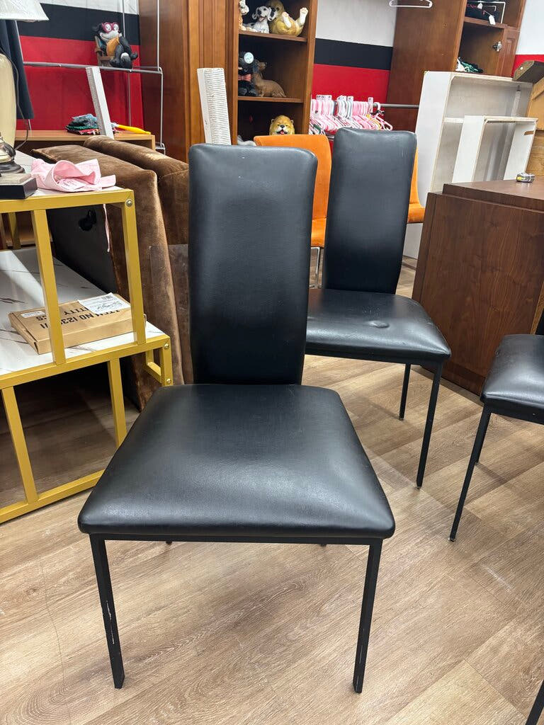Set 4 Faux Leather Dining Chairs