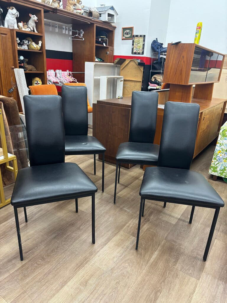 Set 4 Faux Leather Dining Chairs