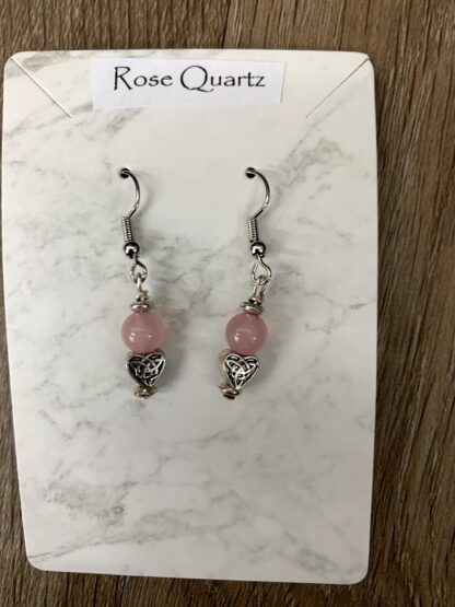 Earrings - Rose Quartz - Heart